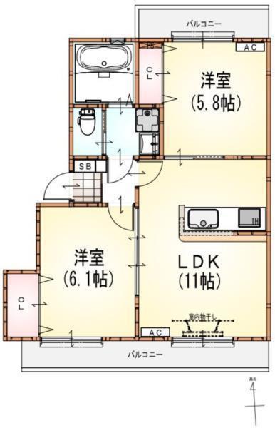 令和ガーデン(2LDK/3階)の間取り写真