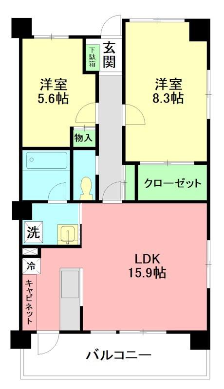 イストワール鵠沼(2LDK/1階)の間取り写真
