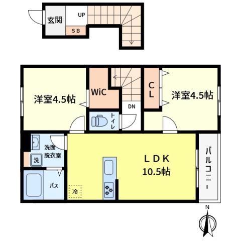 リーブルファイン三郷鷹野II(2LDK/2階)の間取り写真