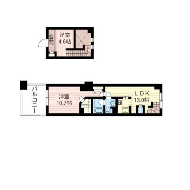 レジデンスシャルマン月島(2LDK/7階)の間取り写真