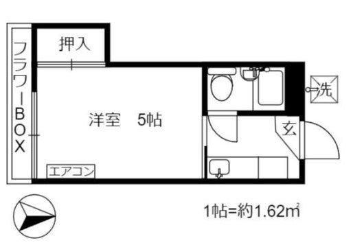 フラットK(1K/2階)の間取り写真