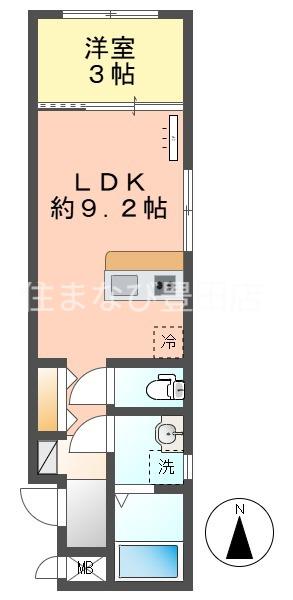 クレセント三河豊田(1LDK/3階)の間取り写真