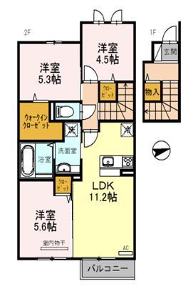 コットンハウス3(3LDK/2階)の間取り写真
