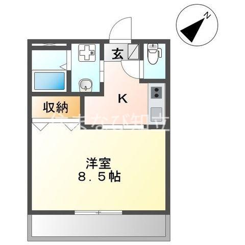 シャトレーン(1K/1階)の間取り写真