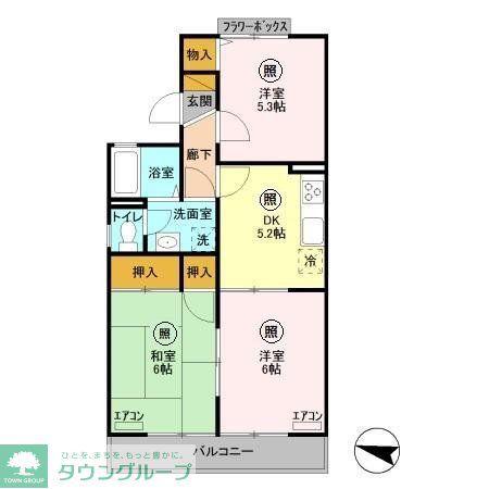 セジュールソフィアI(3DK/2階)の間取り写真