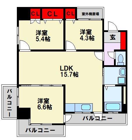 ピボットコート今池(3LDK/3階)の間取り写真