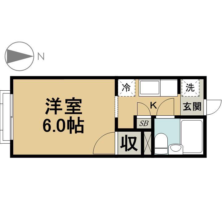アローハイツ(ワンルーム/2階)の間取り写真
