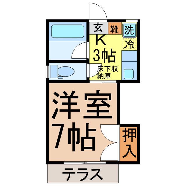 ベルエポック御幸ヶ原(1K/1階)の間取り写真