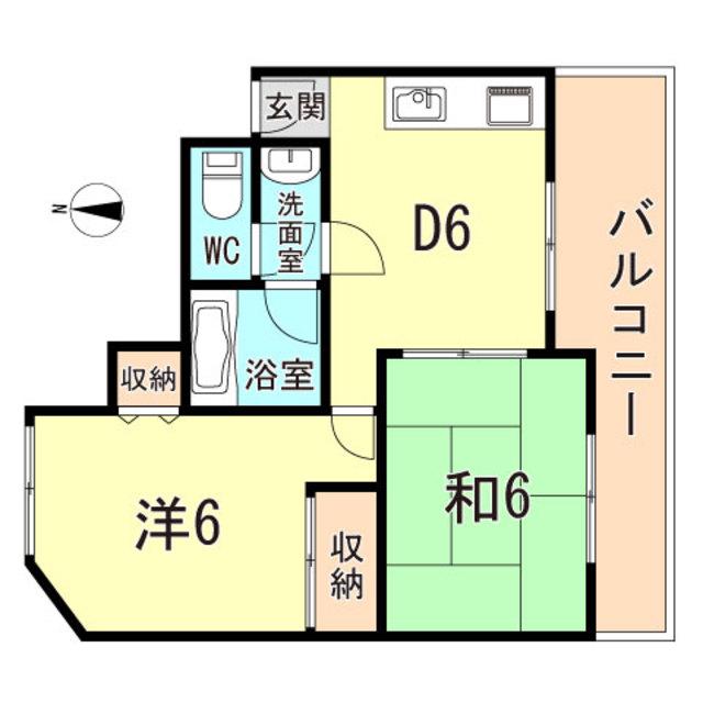 田原ビル(2DK/4階)の間取り写真