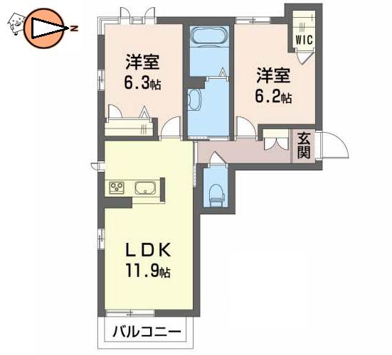 ベレオクレーヴ住吉(2LDK/3階)の間取り写真