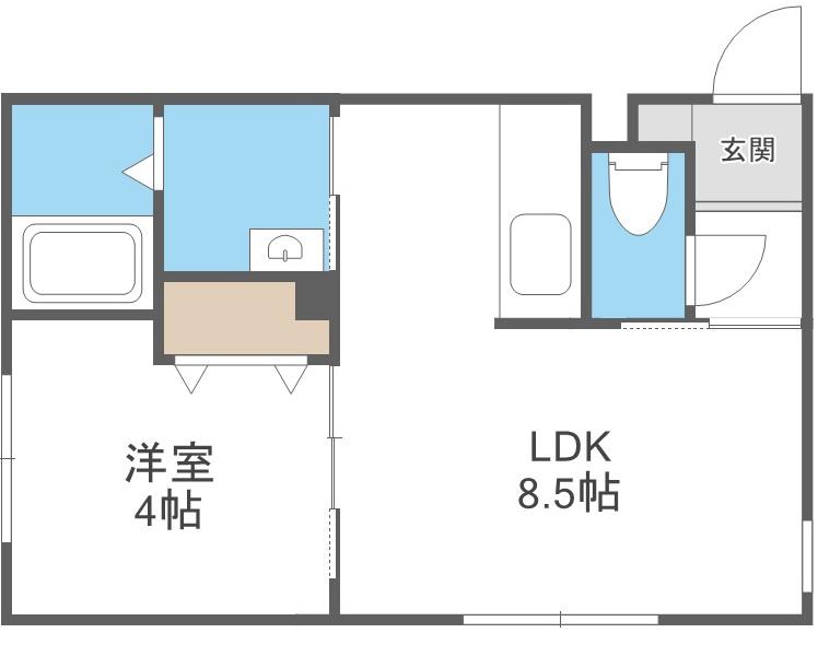 マリオット共栄町(1LDK/4階)の間取り写真