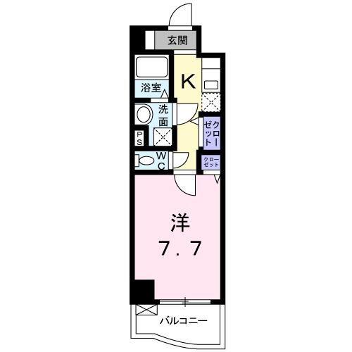 プラシード(1K/5階)の間取り写真