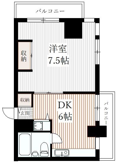 サンフラット佐藤(1DK/4階)の間取り写真