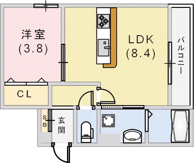THE CROSSザクロス(1LDK/1階)の間取り写真