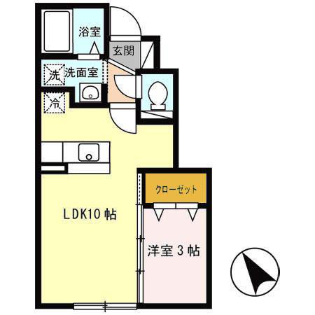 グランモア金沢(1LDK/1階)の間取り写真