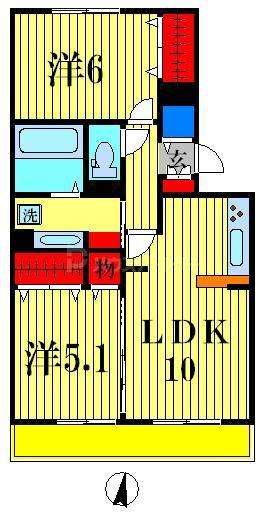 プレミールB(2LDK/1階)の間取り写真