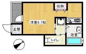 プランドール(ワンルーム/1階)の間取り写真