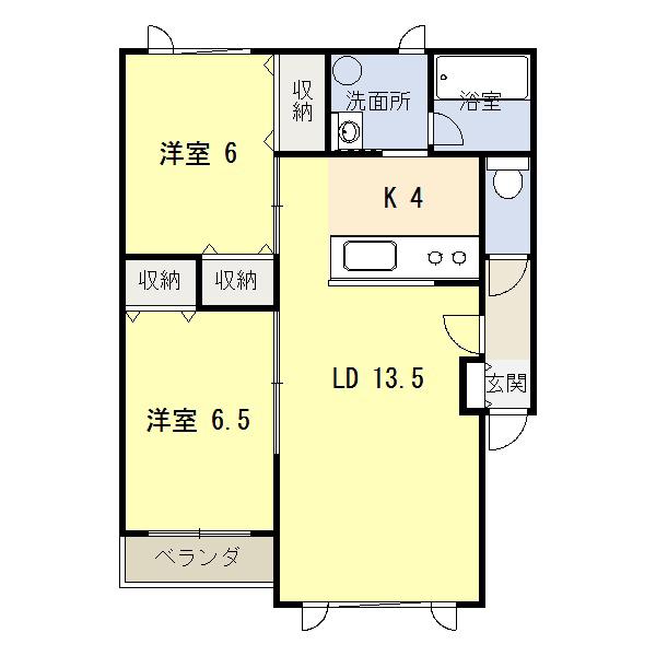 タネットN館(2LDK/2階)の間取り写真