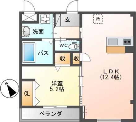SIMA笹丘(1LDK/2階)の間取り写真
