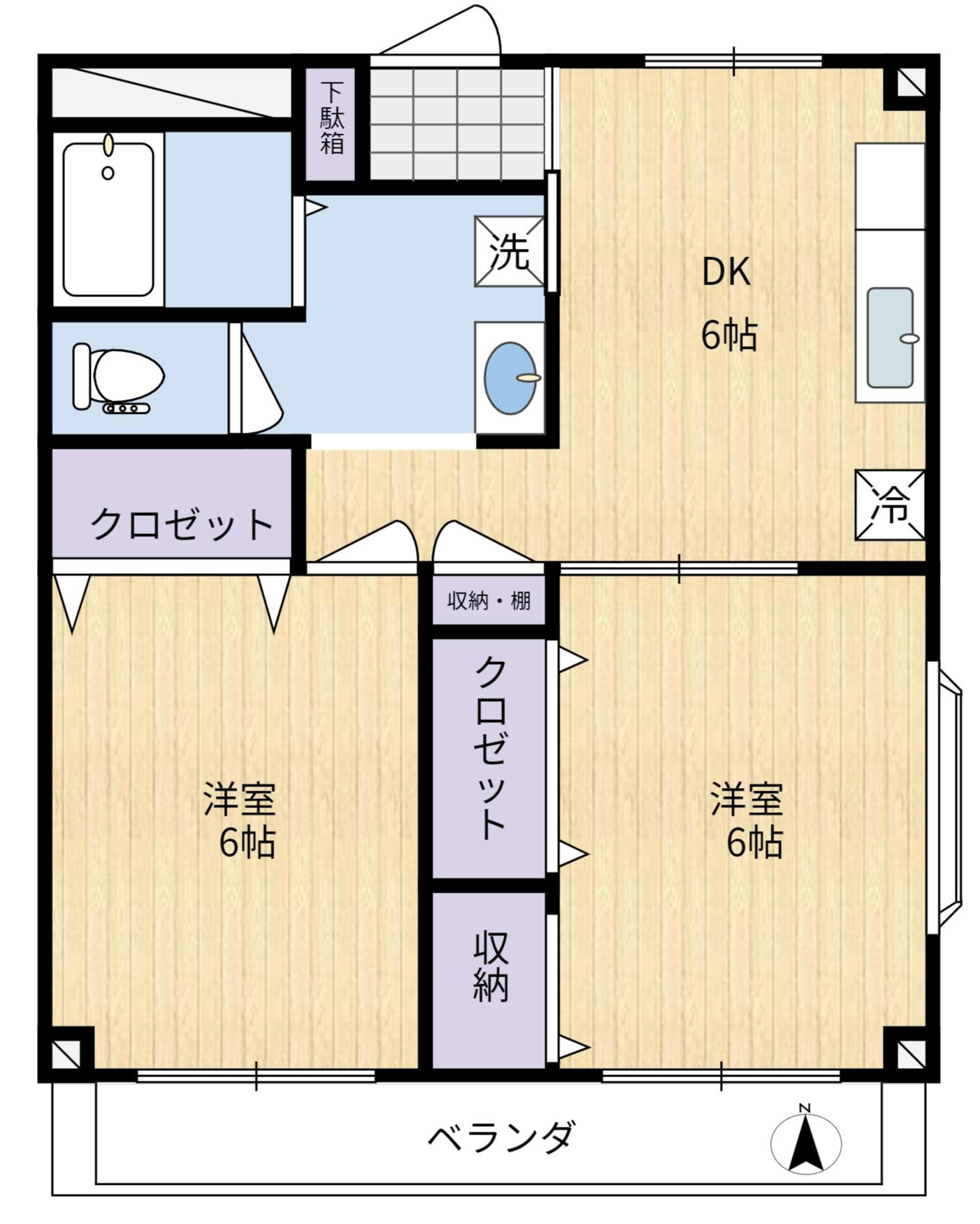 ベルメゾンV(2DK/3階)の間取り写真