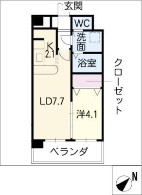 ネオシティフレクサス(1LDK/4階)の間取り写真