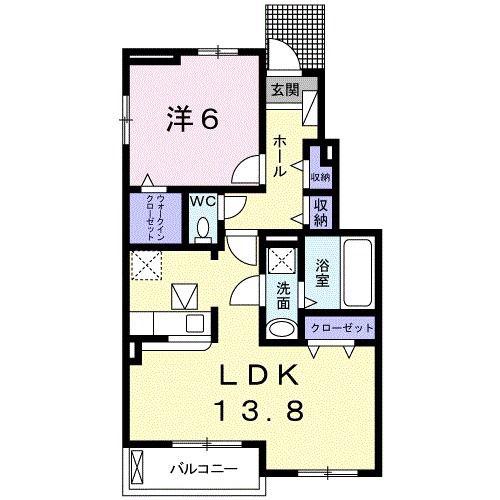 エクスペアテ C(1LDK/1階)の間取り写真