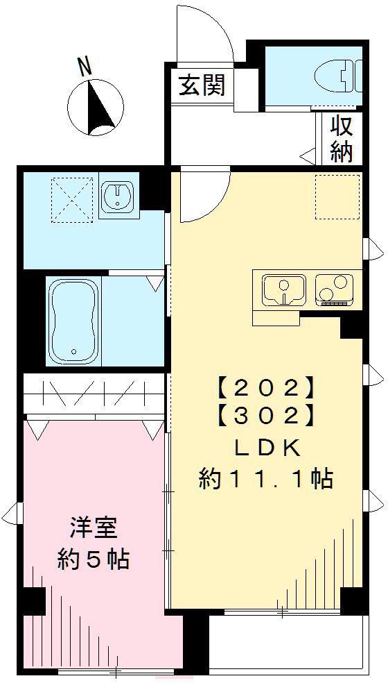 プラム二長町(1LDK/3階)の間取り写真