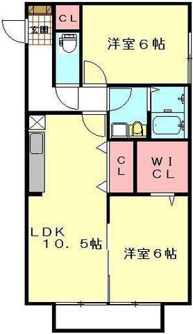 コートクレアール(1LDK/2階)の間取り写真