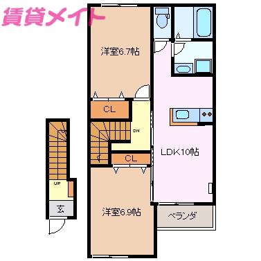 ナナハウス(2LDK/2階)の間取り写真