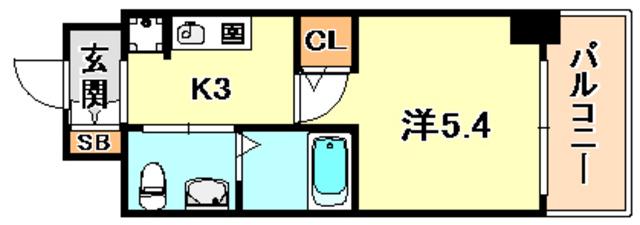 エスリード神戸ウエスト(1K/6階)の間取り写真