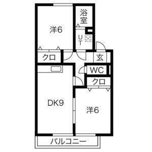 ウエストビレッジ桃山B棟(2DK/2階)の間取り写真