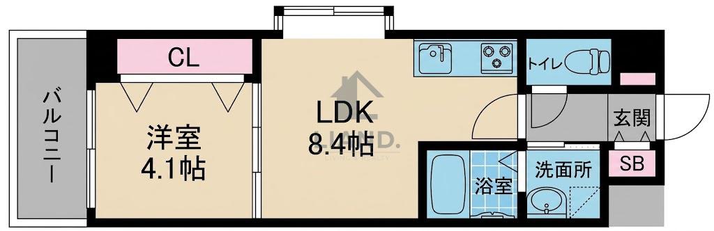 クレスティアフォーシーズン博多(1LDK/8階)の間取り写真