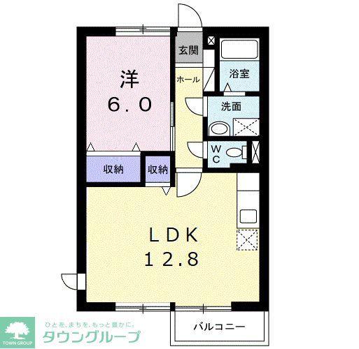 アローラ I(1LDK/2階)の間取り写真