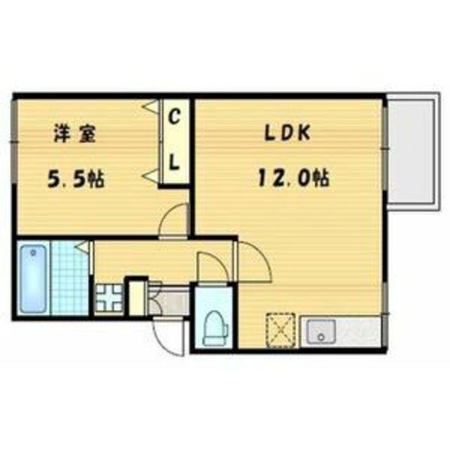 シャトープラム(1LDK/2階)の間取り写真