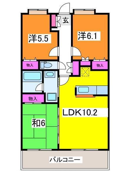 ボナール浜松イースト(3LDK/1階)の間取り写真