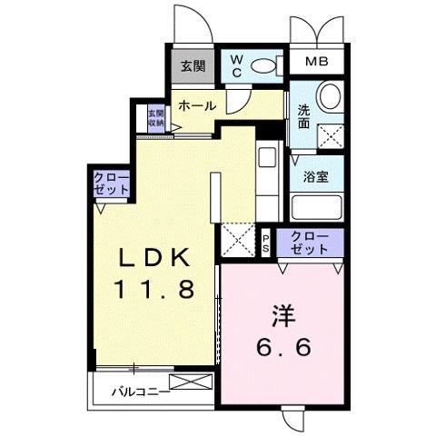 シーダーエース(1LDK/3階)の間取り写真