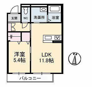 ラ・パルテール旭川 九番館(1LDK/2階)の間取り写真