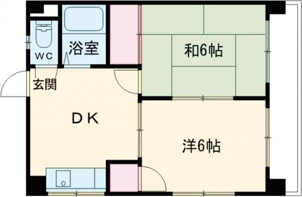 アーバンハイツ今市(2DK/3階)の間取り写真