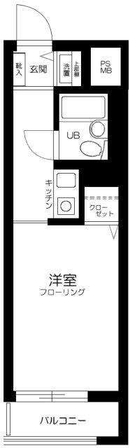 日神パレス白楽(ワンルーム/4階)の間取り写真