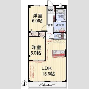 ビバリーヒルズ(2LDK/2階)の間取り写真