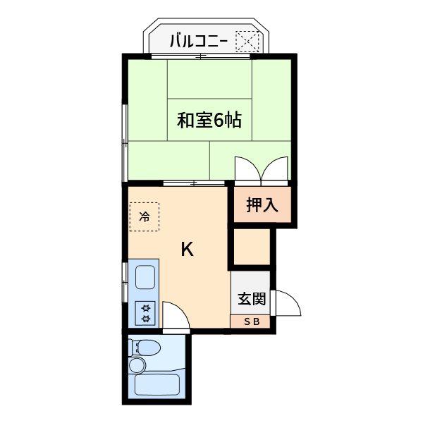 桑原マンション(1K/8階)の間取り写真