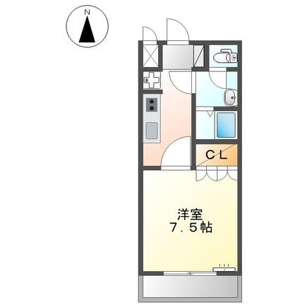 シャトークリハラ3(1K/2階)の間取り写真