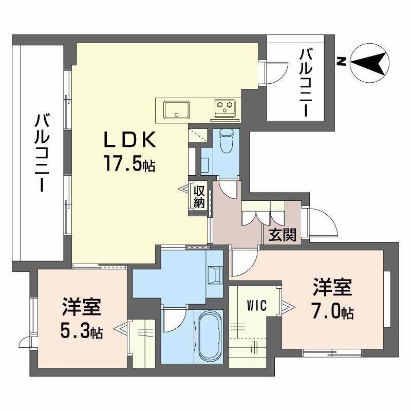 フェリクス桜山(2LDK/4階)の間取り写真
