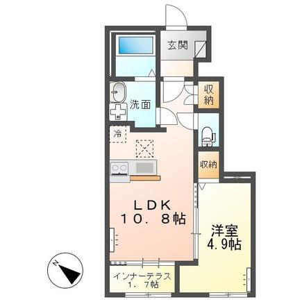 サンクレールつくば(1LDK/1階)の間取り写真