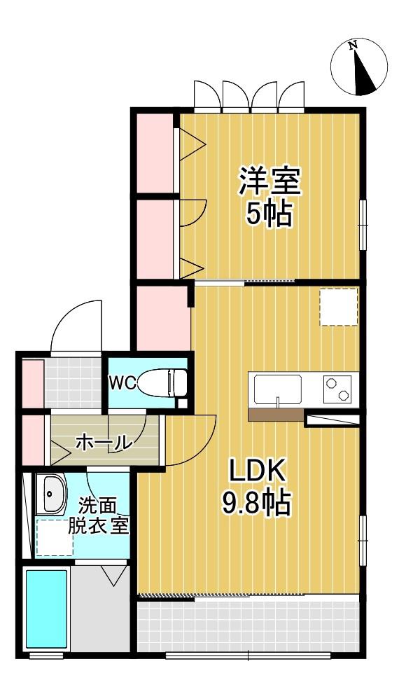 GRAND ESPOIR長町壱番館(1LDK/1階)の間取り写真