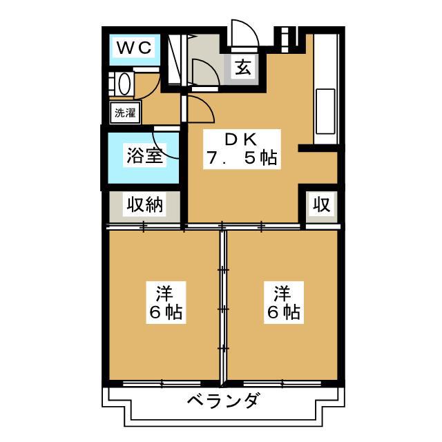 ドマーニ府中(2DK/2階)の間取り写真
