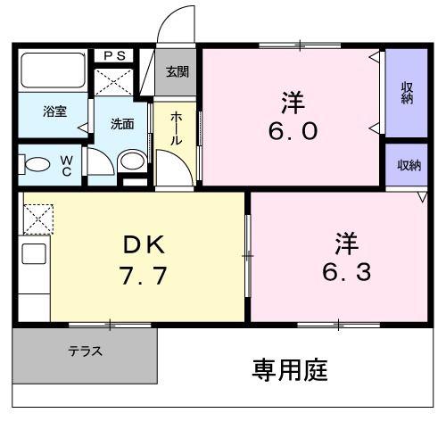 プチ・ショコラ(2DK/1階)の間取り写真