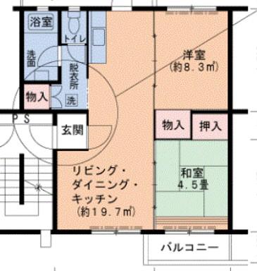 UR泉南一丘(2LDK/3階)の間取り写真