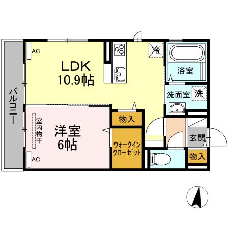 KIZUNA(1LDK/2階)の間取り写真