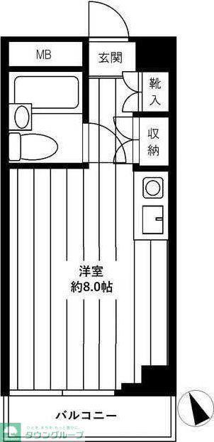 ロジマン武蔵小山(ワンルーム/3階)の間取り写真